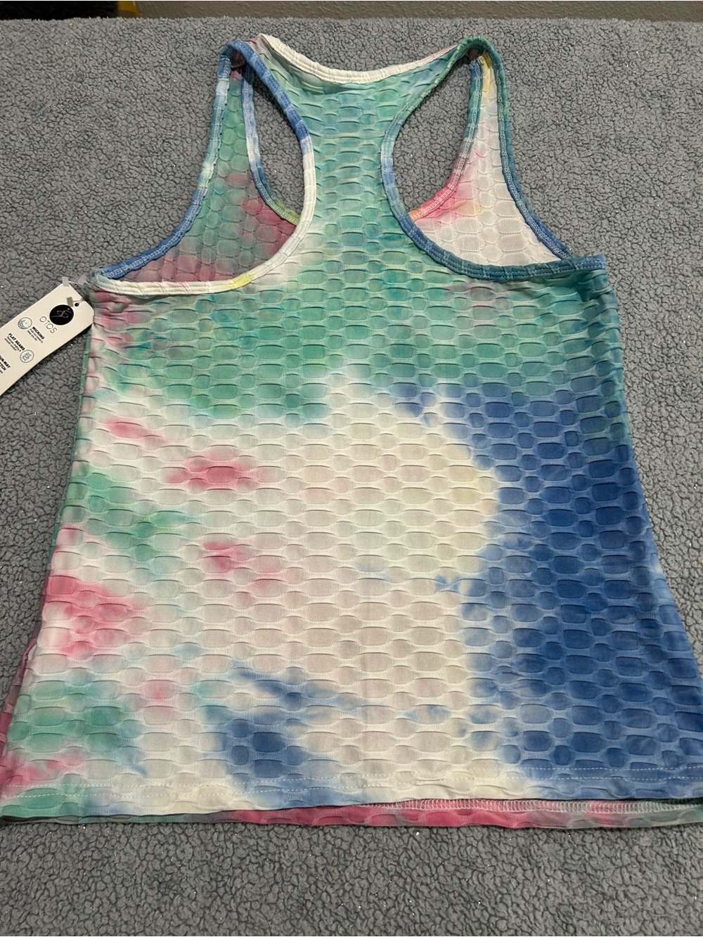 OTOS Tie-Dye Textured Racerback Tank Top - Multi-Color - Picture 3 of 4